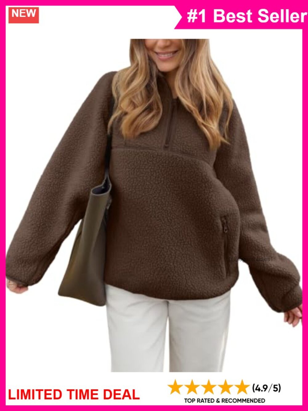 Half Zip Sherpa Fleece Pullover Jacket Funnel Neck Winter Warm Layer